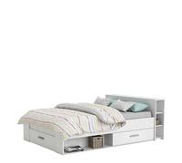 DEMEYERE Lit adulte contemporain blanc perle + tête de lit - l 160 x L 200 cm - OXYGENE