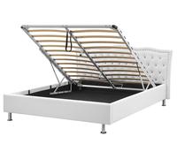 Beliani - Lit design en cuir 160x200 cm blanc sommier avec rangement inclus METZ