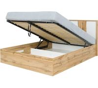 Lit avec rangement 180x200 + LED WOOD couleur chêne et blanc alpin