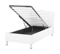 Beliani - Lit simple avec rangement en simili-cuir blanc 90 x 200 cm METZ