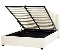 Lit avec Rangement en Velours Blanc 140 x 200 cm Haute Tête de Lit Glamour Vincennes