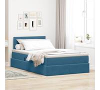 Lit avec Rangement et éclairage LED Bleu 120 x 190 cm Velours avec Cadre métallique et Moteur hydraulique pour Chambre Moderne et Ambiance relaxante