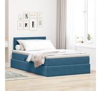 Lit avec Rangement et LED Bleu en Velours 120 x 190 cm avec Cadre métallique Solide et Moteur hydraulique pour Chambre Moderne et Ambiance relaxante