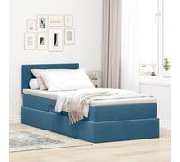 Lit avec Rangement et LED Bleu foncé 100 x 200 cm Velours Doux Cadre métallique avec Moteur hydraulique et éclairage USB pour Chambre Moderne Design élégant et Fonctionnel