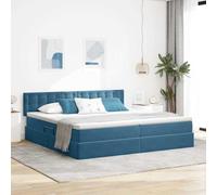 Lit avec Rangement et LED Bleu foncé 200 x 200 cm Velours, Cadre métallique Stable, Moteur hydraulique Pratique, éclairage RGB USB, Chambre Moderne et Fonctionnelle