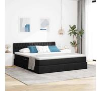 Lit avec Rangement et LED Noir 180 x 200 cm avec Matelas, Cadre en métal, Tissu Polyester, lit Super King avec Levage hydraulique, éclairage RGB, idéal Chambre Moderne
