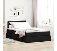 Lit avec rangement et LED - vidaXL - 120x190 cm - Noir - Mécanisme de levage hydraulique - Rangement sous le lit