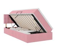 Lit avec Rangement LED en Velours Rose 90 x 200 cm avec Matelas, Cadre métallique Solide, Moteur hydraulique, éclairage USB, Design Moderne pour Chambre, Solution de Rangement Pratique