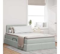 Lit avec Rangement LED Gris Clair en Velours 120 x 200 cm Cadre métallique avec Lattes Moteur hydraulique Espace de Rangement Chambre Moderne Ambiance Personnalisable