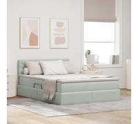 Lit avec Rangement LED Gris Clair en Velours 140 x 190 cm Cadre métallique avec Moteur hydraulique et Bandes d'éclairage USB pour Chambre Moderne et Gain de Place