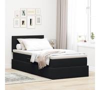 Lit avec Rangement LED Noir 100x200 cm en Velours Doux Cadre métal avec Lattes Fixe Moteur hydraulique RGB pour Chambre Moderne et Ambiance relaxante