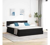 Lit avec Rangement LED Noir 180 x 200 cm en Velours, Cadre métallique Solide avec Lattes, éclairage RGB USB pour Chambre, lit Super King Confortable et Moderne
