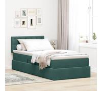 Lit avec Rangement LED Vert foncé en Velours 100 x 200 cm Cadre métallique Stable Meuble Chambre Moderne avec Moteur hydraulique Rangement sous lit Ambiance Personnalisable