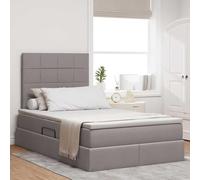Lit avec Rangement Taupe 120 x 200 cm en Polyester Cadre métal avec Matelas et mécanisme hydraulique pour Chambre Moderne Deux Personnes Confortable