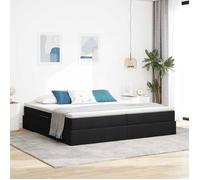 Lit avec rangement - vidaXL - 200x200 cm - Noir - Polyester - Cadre en métal - Mécanisme de levage hydraulique