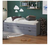 Lit Enfant avec Sommier & Tiroir "Lorie" 90x200cm Gris