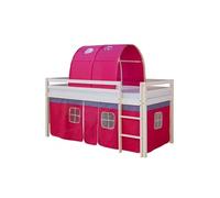 Lit avec rideaux et tunnel rose avec sommier