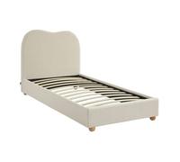 Lit avec sommier à lattes et tête de lit. blanc finition bouclette. L204 x P98 x H96.5cm