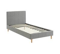 sweeek Lit avec sommier à lattes et tête de lit finition tissu gris clair L 202 x P 96 x H 88cm Gris clair