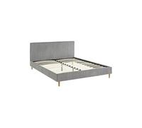 sweeek Lit avec sommier à lattes et tête de lit L 211 x P 1675 x H 89cm gris finition velours côtelé (grosse côte) Gris
