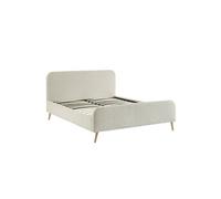 Lit avec sommier et tête de lit rembourrée 160 x 200 cm bouclette Finn