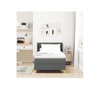 Lit avec sommier à ressort et matelas gris foncé 90x190 cm en tissu 3341266