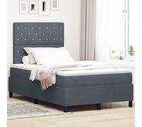 Lit Avec Sommier À Ressort Et Matelas Vidaxl Gris Foncé Petit Double Velours