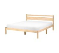 Beliani Lit Minimaliste Scandinave en Pin 140 x 200 cm avec Tête de Lit Marron Clair Mercurer