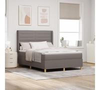 Lit avec sommier box et matelas LED Taupe 140x190 cm Tissu
