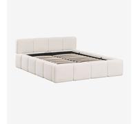 Lit Avec Sommier Coffre En Tissu Bouclé Jolcem