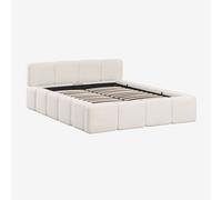 Lit Avec Sommier Coffre En Tissu Bouclé Jolcem