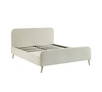 Lit avec sommier et tête de lit rembourrée 160 x 200 cm bouclette Finn