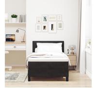 Lit avec sommier tapissier et matelas vidaXL Noir 90x200 cm Velours 3339148