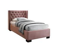 Lit avec tête de lit capitonnée - 90 x 200 cm - Velours rose - MASSIMO II