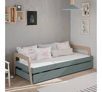 Lit Avec Tiroir 2 Couchages - Gamme Emy Vert Kaki 90X200