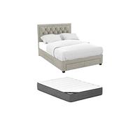 Vente-unique - Lit avec tiroirs 180 x 200 cm - Tissu Velours - Beige + Matelas - Leopold