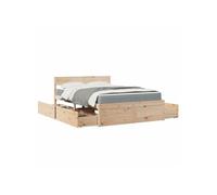 vidaXL Lit avec tiroirs – Matelas et sommier en pin massif – Adulte