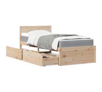 Lit avec Tiroirs Matelas Adulte Sommier Chambre Intérieur Bois Massif Pin vidaXL