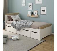 Lit Avec Tiroirs Pin Massif Arthur Blanc Bois 90X200