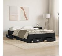 Lit avec tiroirs vidaXL Chêne Noir 120x190 cm Bois d'Ingénierie 3333980