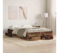 Lit avec tiroirs vidaXL en bois vieilli 120x190 cm en bois d'ingénierie