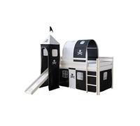 Lit avec toboggan 90x200 cm tour tunnel pirates
