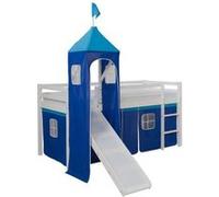 Cadre de Lit superposé 90x200 cm Tour Toboggan Lattes mezzanine Bleu Homestyle4u