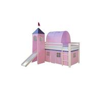 Homestyle4u – Lit avec tour tunnel et rideaux – Rose