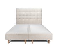 Lit avec tte de lit capitonne bouclette et sommier tapissier beige 2x90x200 H35cm