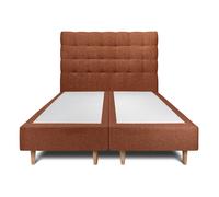 Lit avec tte de lit capitonne bouclette et sommier tapissier terracotta 2x90x200 H35cm