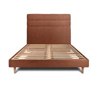 Lit avec tte de lit lignes bouclette et sommier kit Terracotta 160x200 H29cm
