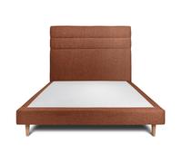 Lit avec tte de lit lignes bouclette et sommier tapissier terracotta 140x200 H29cm