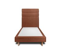 Lit avec tte de lit lignes bouclette et sommier tapissier terracotta 90x190 H29cm