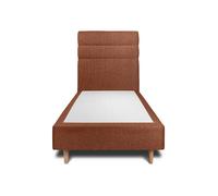 Lit avec tte de lit lignes bouclette et sommier tapissier terracotta 90x200 H35cm
